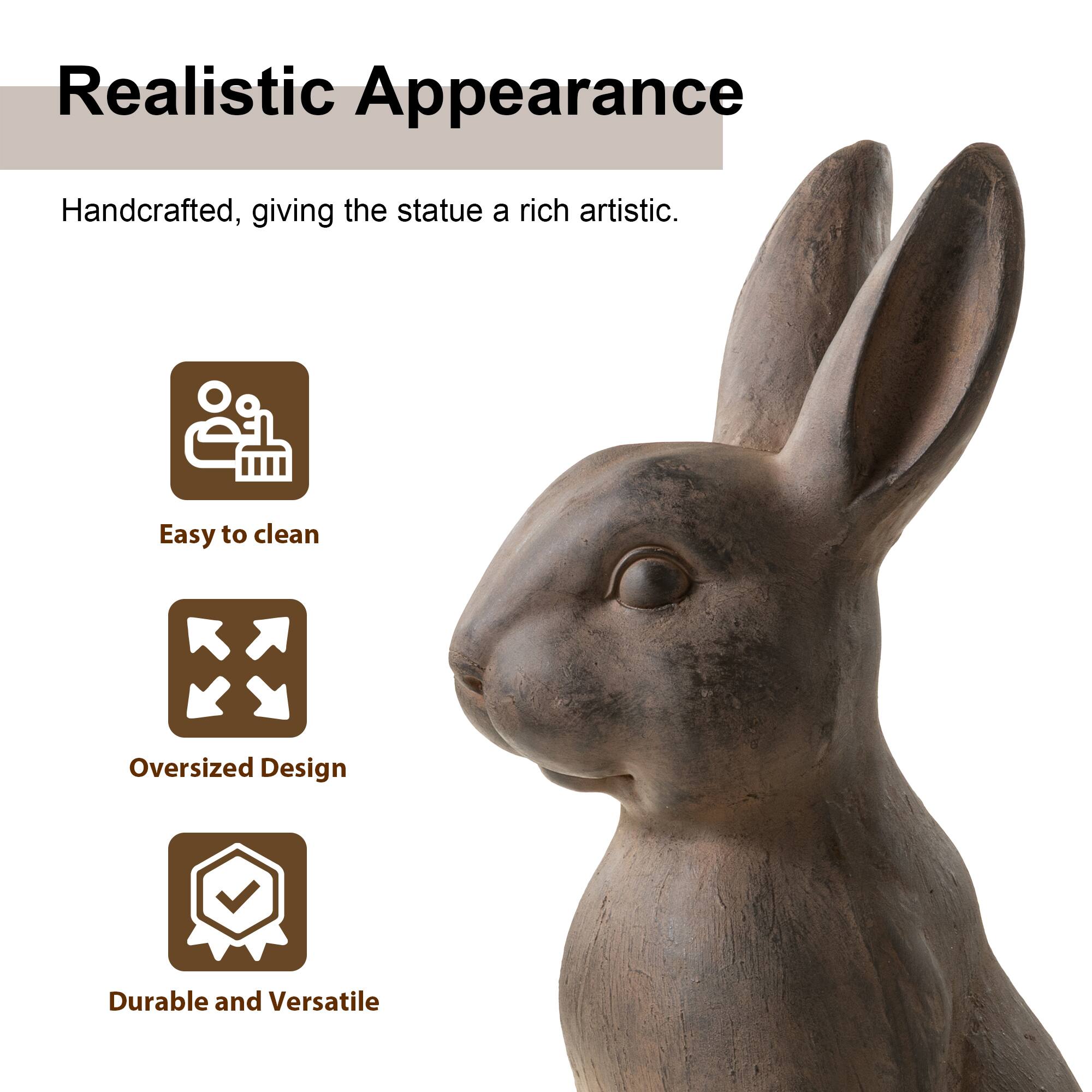 Glitzhome® 28" MGO Oversized Bronze Standing Rabbit Statue